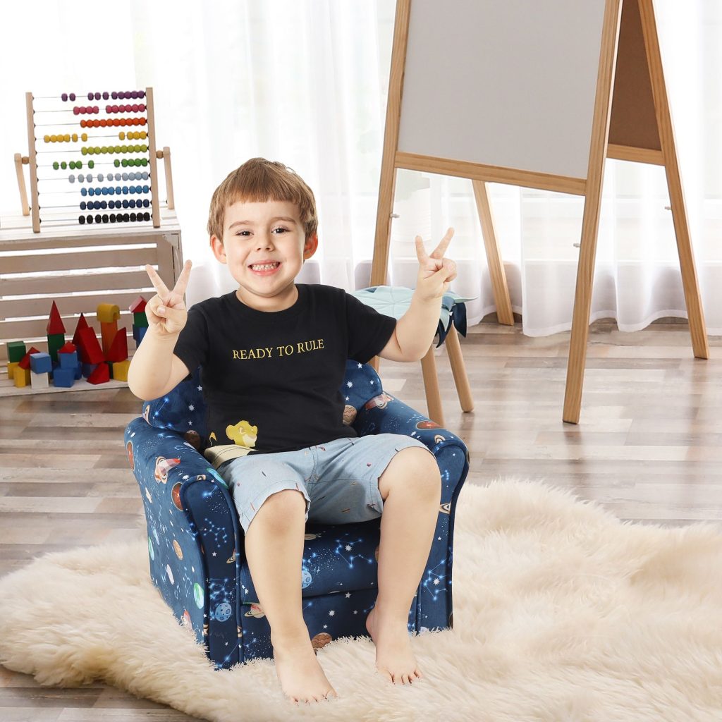 Kids Armchair Toddler Sofa Seat Children Chair Couch w/ Wooden Frame