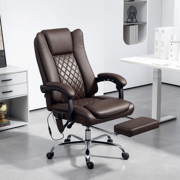 Heated Massage Office Chair Wide Executive Computer Chair PU Leather | Bed Sava
