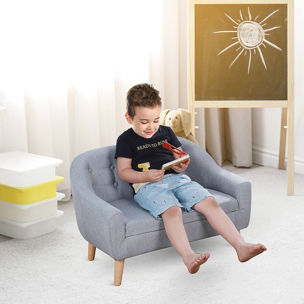 Kids Mini Sofa Armchair Seating Chair Bedroom Playroom Furniture Grey