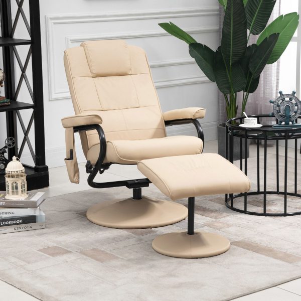 Freestanding Living Room Chair with High Density Cushion and Footrest Beige | Bed Sava