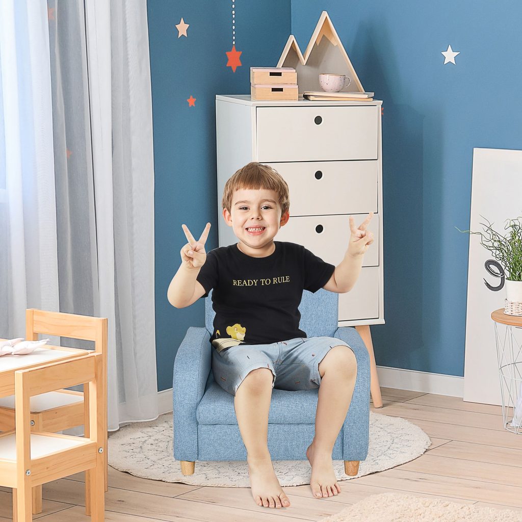 Kids Armchair Child Sofa Chair Toddler Couch with Padding Seat Wood Frame