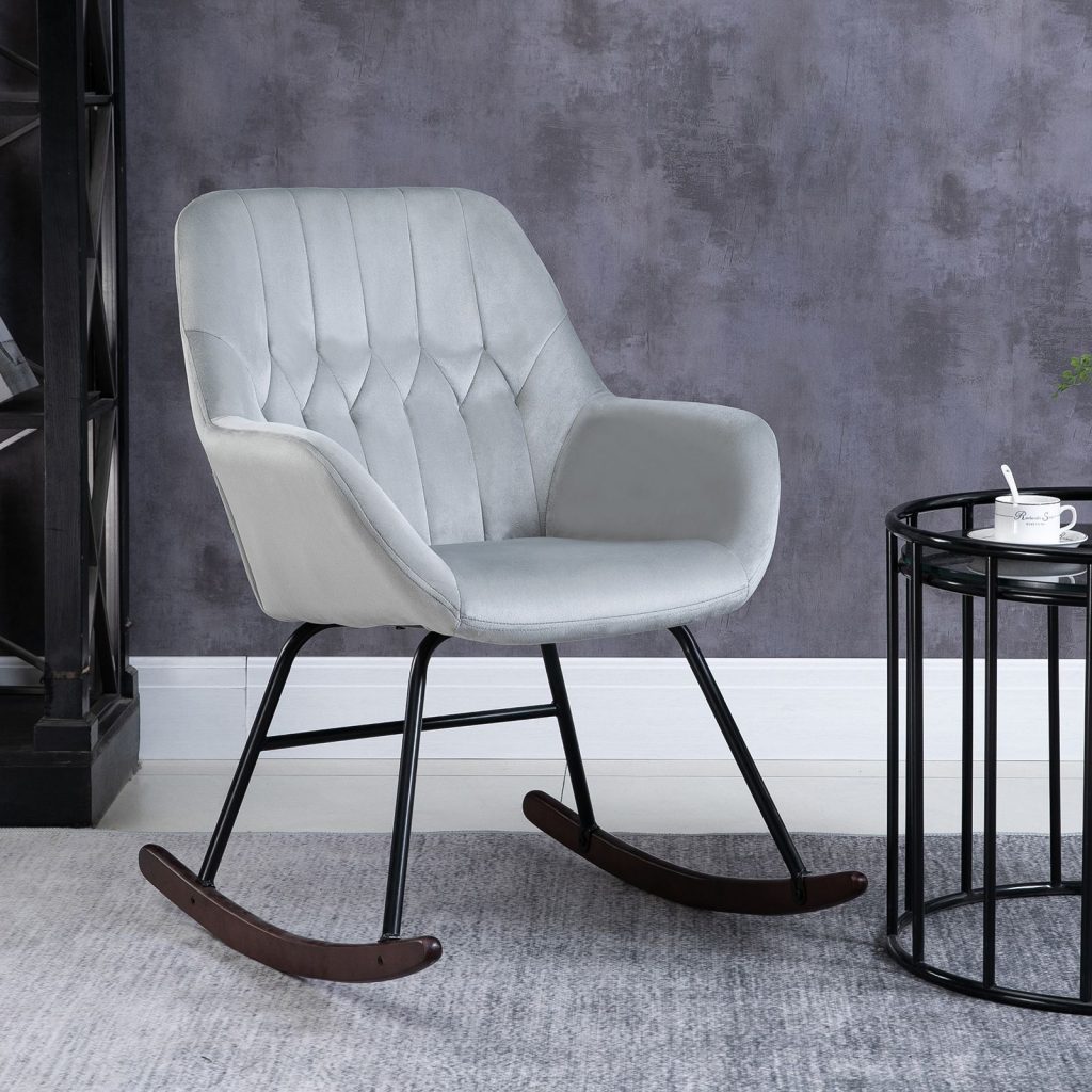 Modern Rocking Chair with Steel Frame Sponge Padding Home Office
