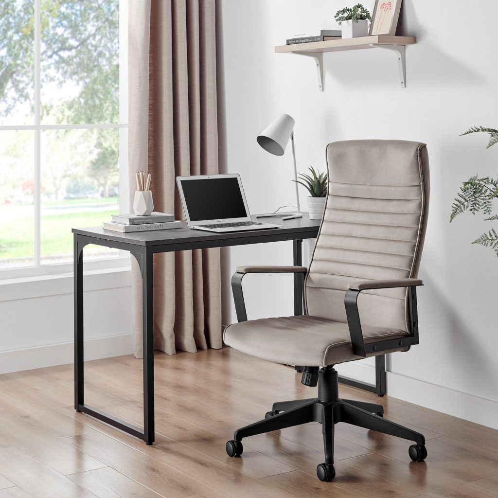 Centro Cappuccino Beige Velvet Office Chair