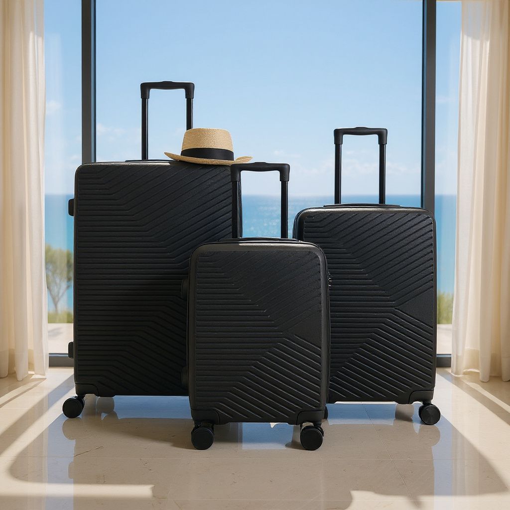 Hardshell Suitcase  Robust 8 Wheel Cabin Luggage Case Bag Set