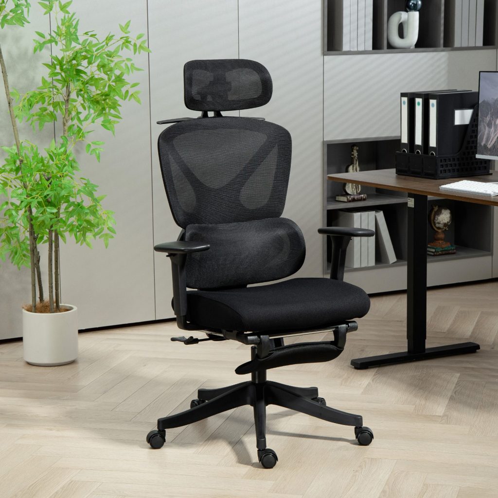 Executive Office Chair, Recliner Computer Chair with Footrest, Black