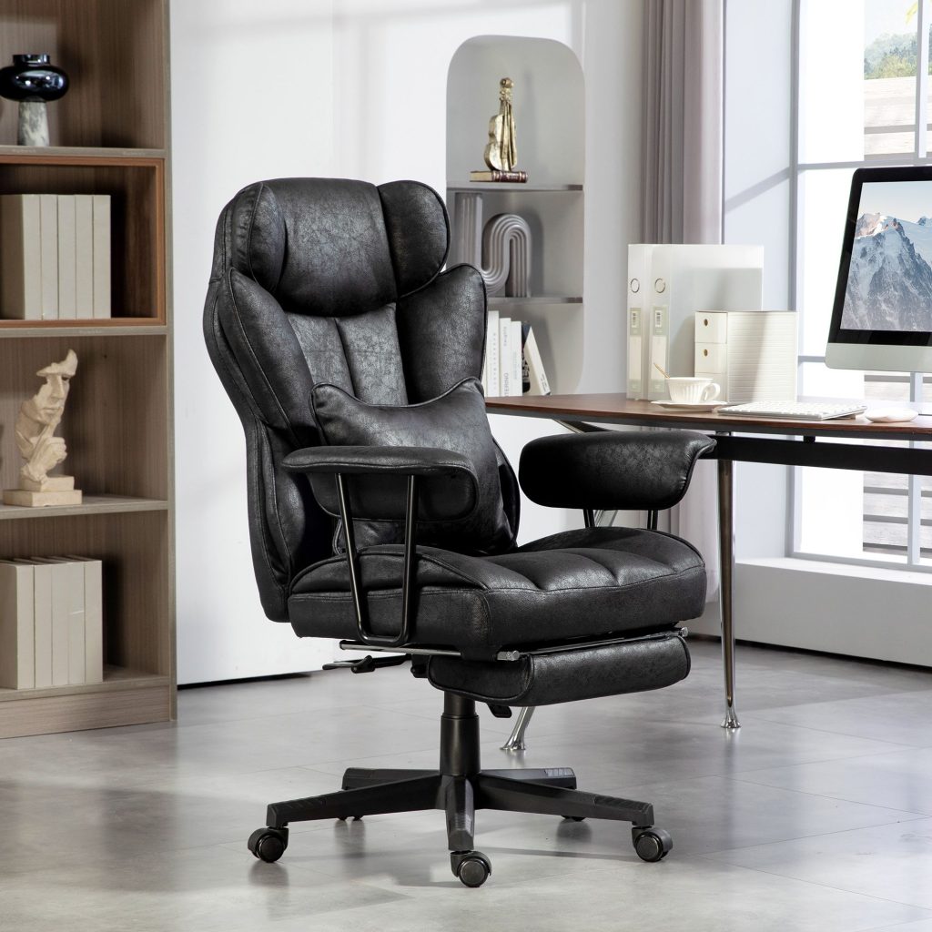 Office Chair, Ergonomic Desk Chair with Foot Rest, Black