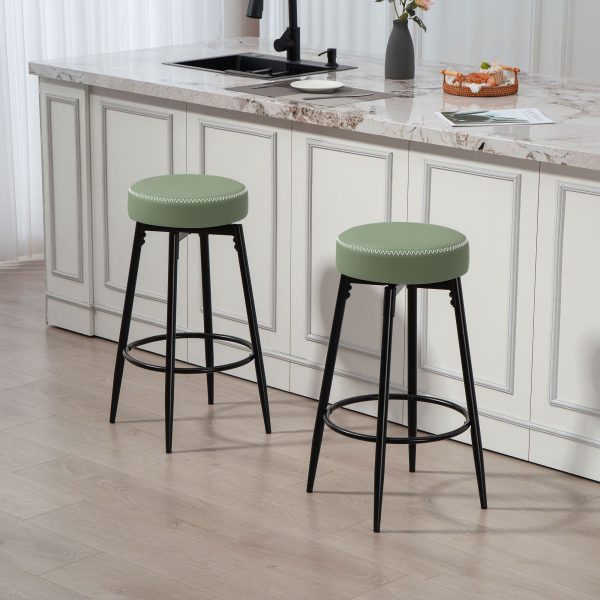 Swivel Bar Stools Set of 2 PU Leather Barstools with Footrest | Bed Sava