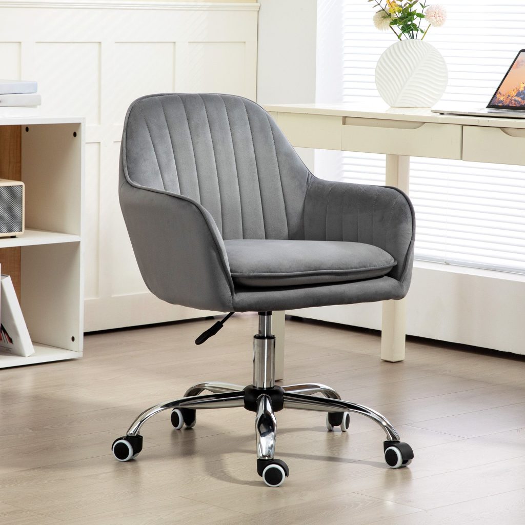 Office Chair, Swivel Desk Chair w/ Adjustable Height, Grey