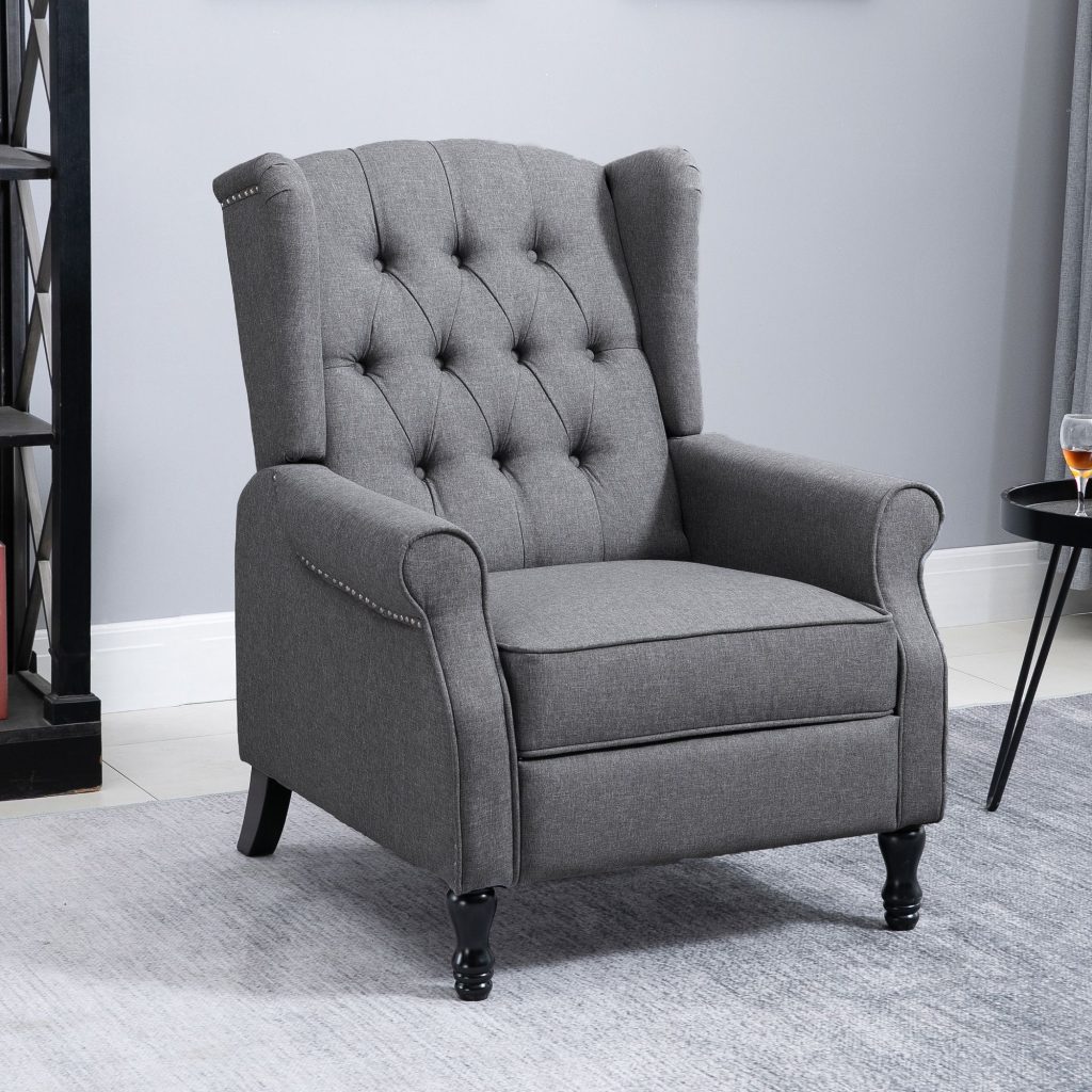 Recliner Armchair for Living Room Fabric Reclining Chair w/ Footrest