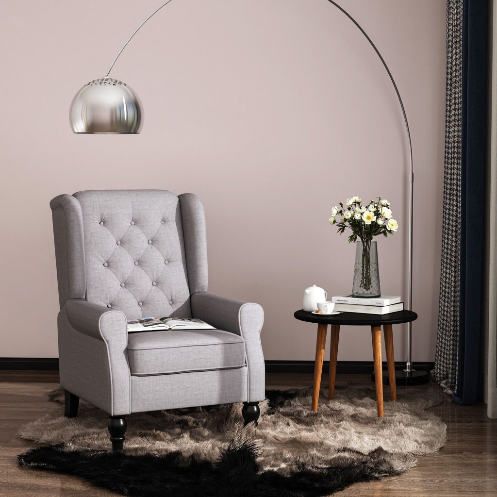 Retro Accent Chair Wingback Armchair with Wood Frame for Living Room