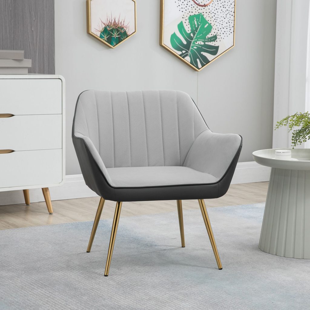 Modern Velvet Armchairs with Steel Legs Accent Chairs for Living Room