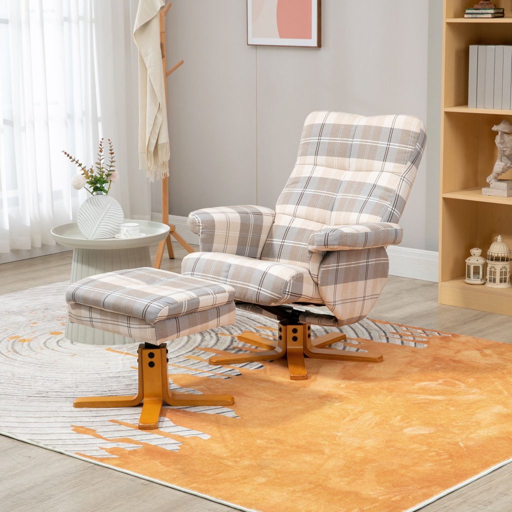 Faux Leather Recliner Chair with Ottoman Footrest Storage Space