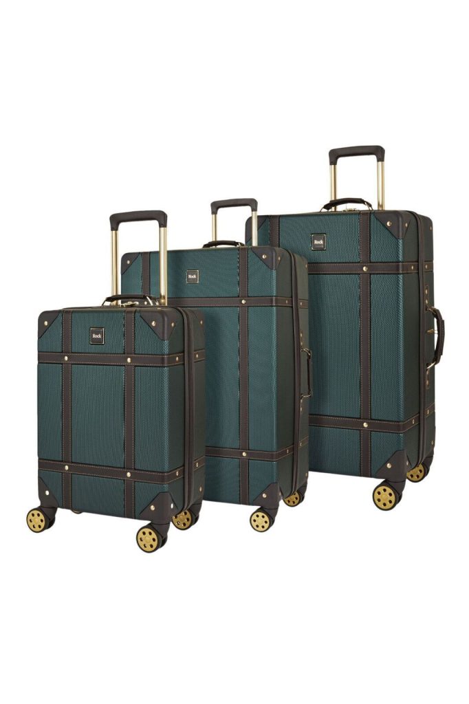 Vintage Hard Shell Luggage Suitcase Trunk Cabin Travel Bags Set Of 3