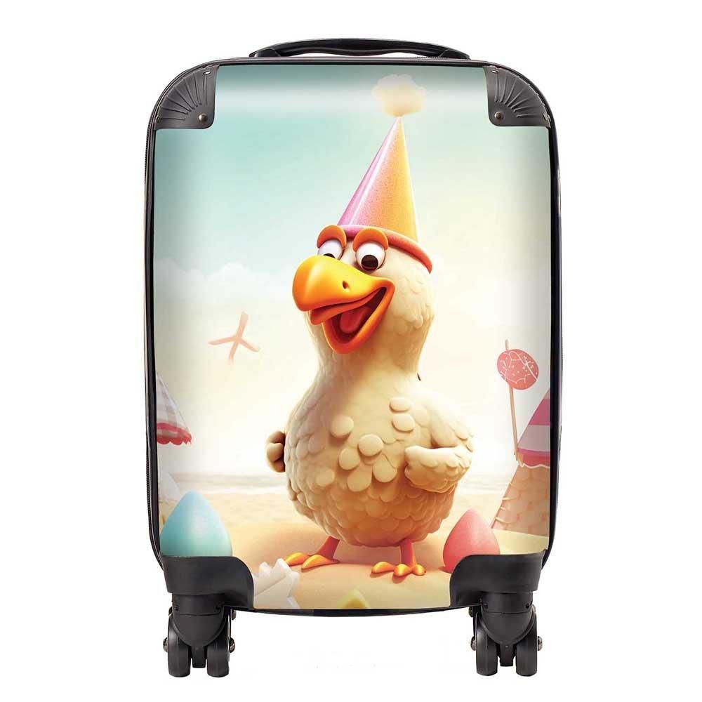 Funky Chicken On A Beach Holiday Suitcase