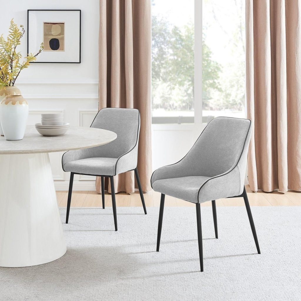 Beaumont 2x Fabric Black Leg Dining Chair