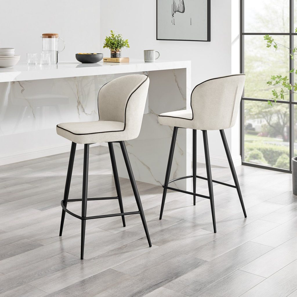Catriona 2x Cream Fabric Bar Chair
