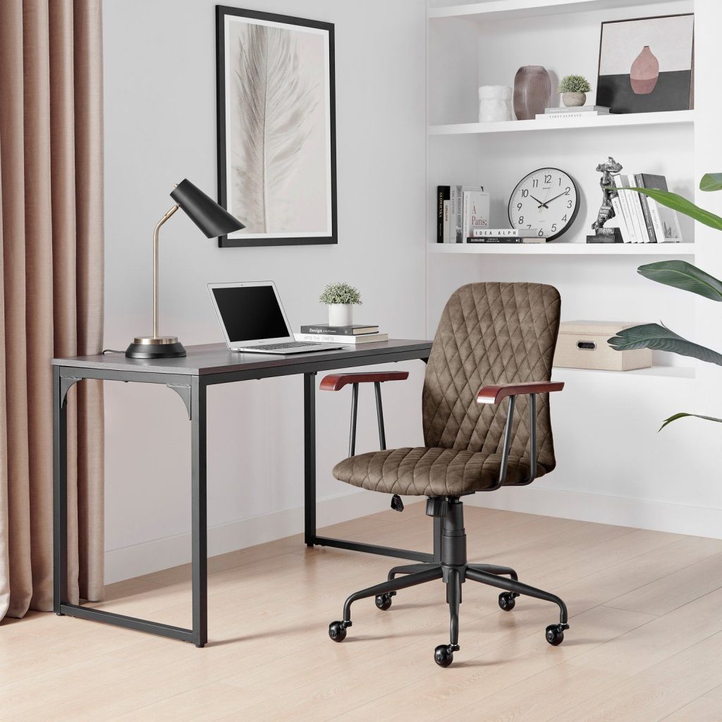 Apres Warm Grey Faux Leather Office Chair | Bed Sava