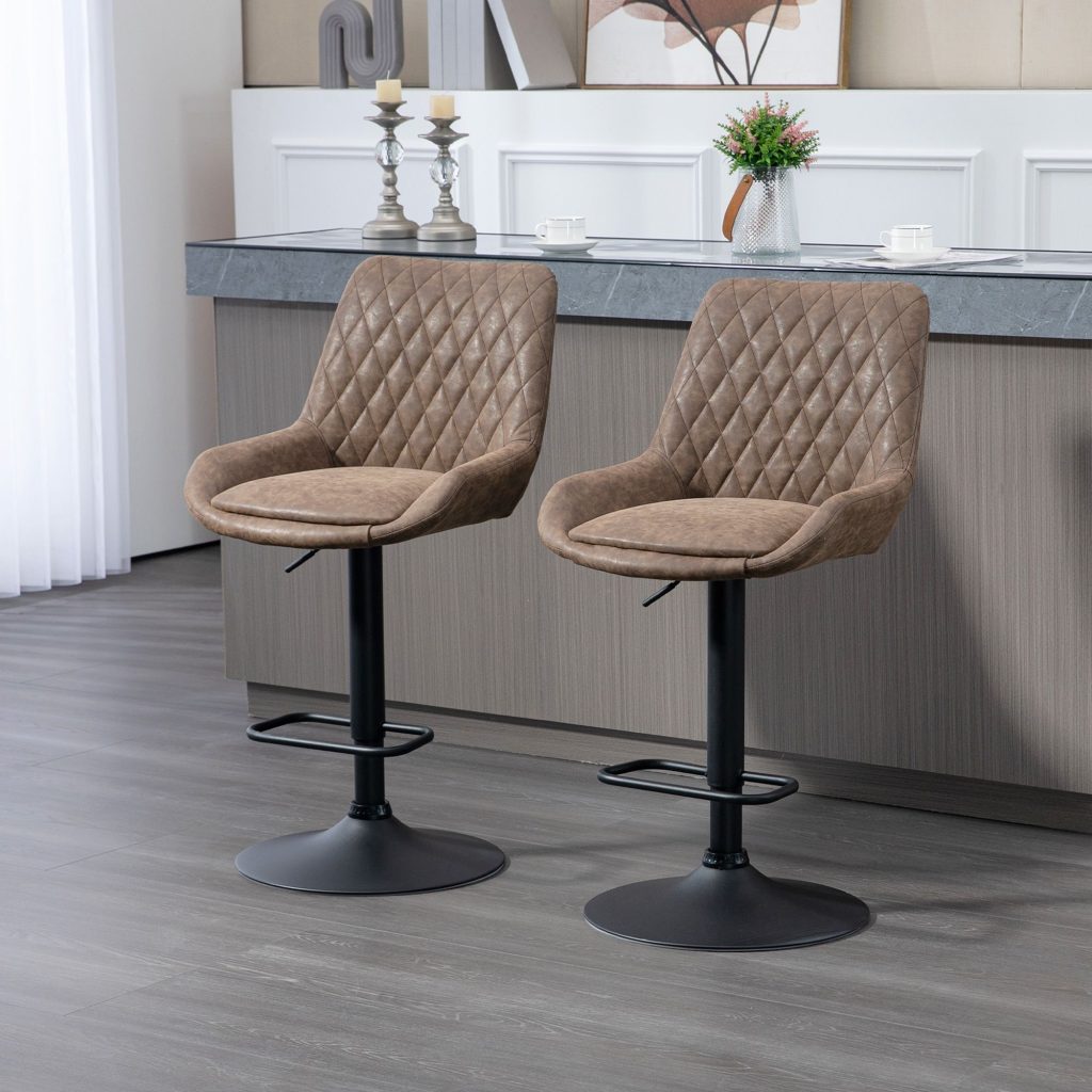 Bar Stools Set of 2 Adjustable Bar Chairs 360 Degree Swivel Coffee | Bed Sava