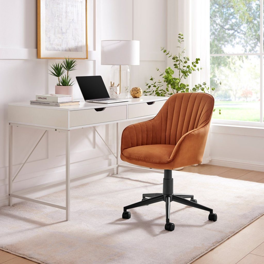 Booker Orange Velvet Office Chair