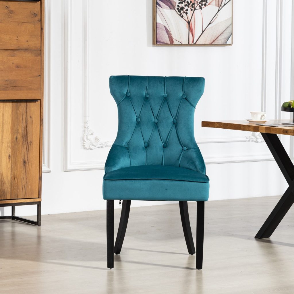 Genola Velvet Fabric Dining Chairs - Set of 2