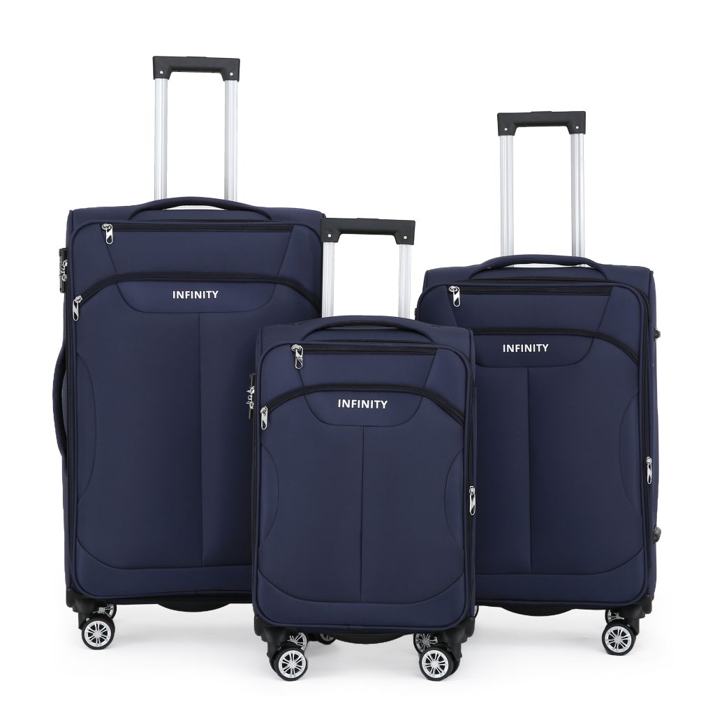 Soft Shell Suitcase 8 Wheel Luggage Travel TSA Light Carry On Cabin Bag