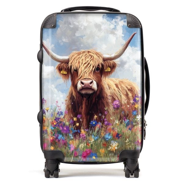 Highland Cow In A Summer Meadow Suitcase | Bed Sava