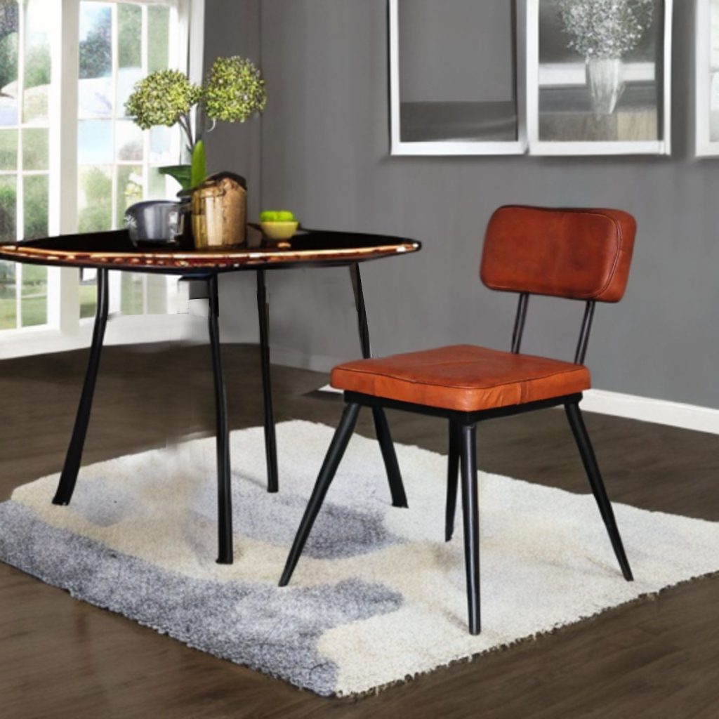 Font Real Distress Leather & Metal Chair (Set of 2)
