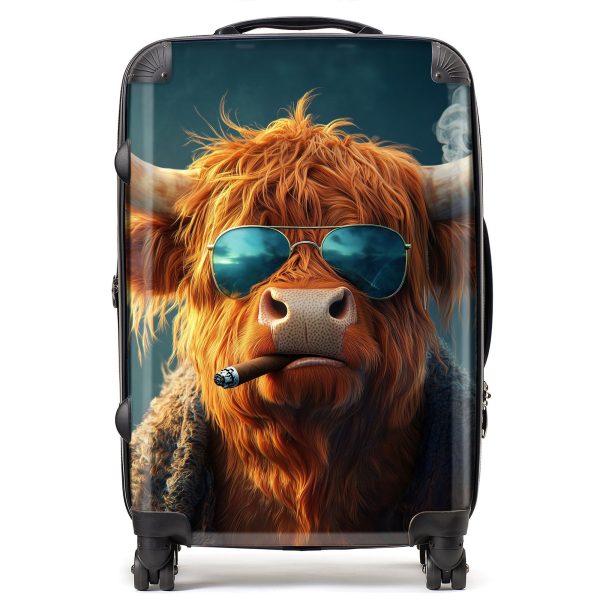 Highland Cow With Glasses Suitcase | Bed Sava