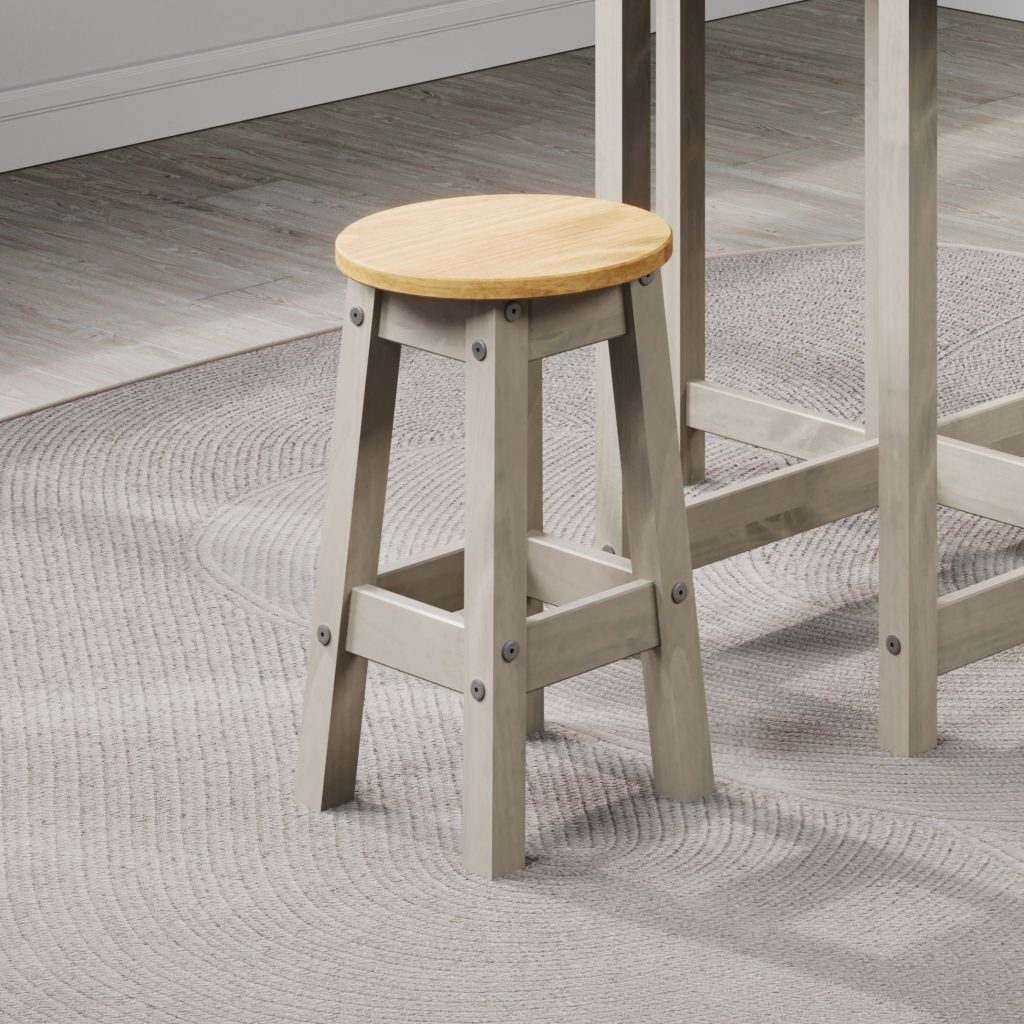 Corona Grey Low Round Breakfast Stools (Pair)