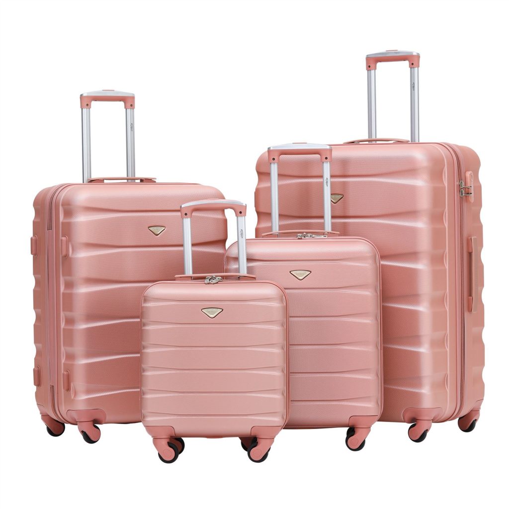 Set of 4 Hard Suitcases Cabin Carry On Bags Hold Luggage 4 Wheels