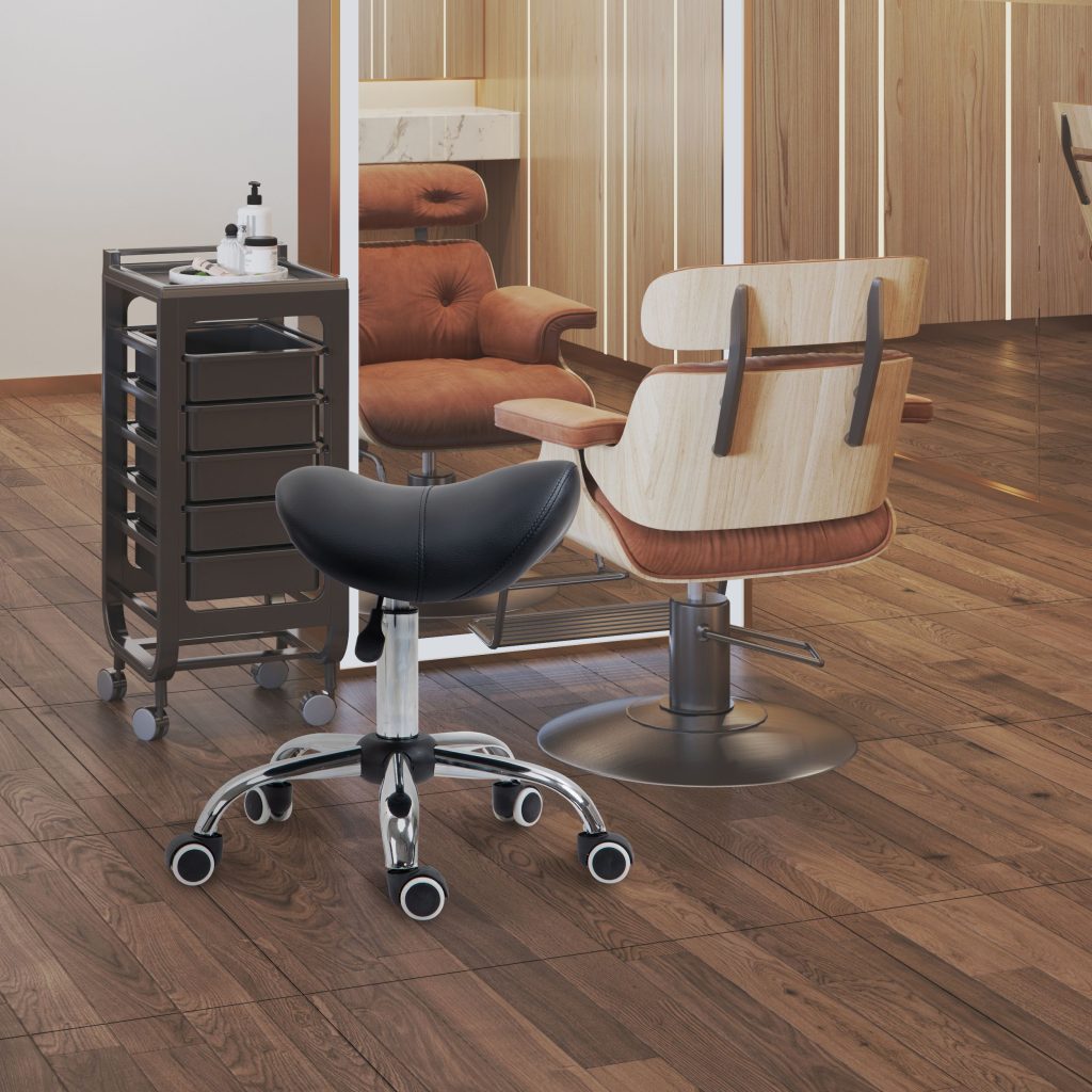 Saddle Stool Hydraulic Rolling Faux Leather Height Adjust Mobility Chair