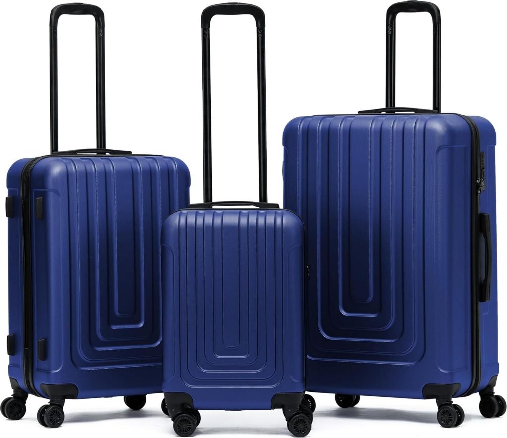 Set of 3 Hard Shell Suitcases Carry On Cabin & Check in Hold Luggage