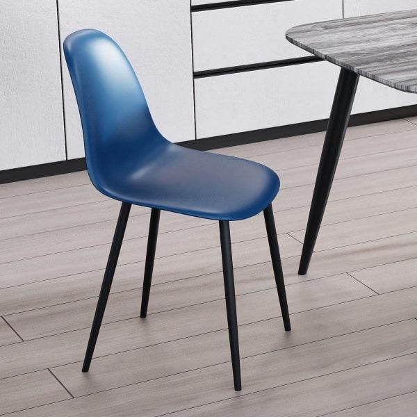 Aspen Curve Chair Light Grey Plastic Seat With Black Metal Legs Pair | Bed Sava