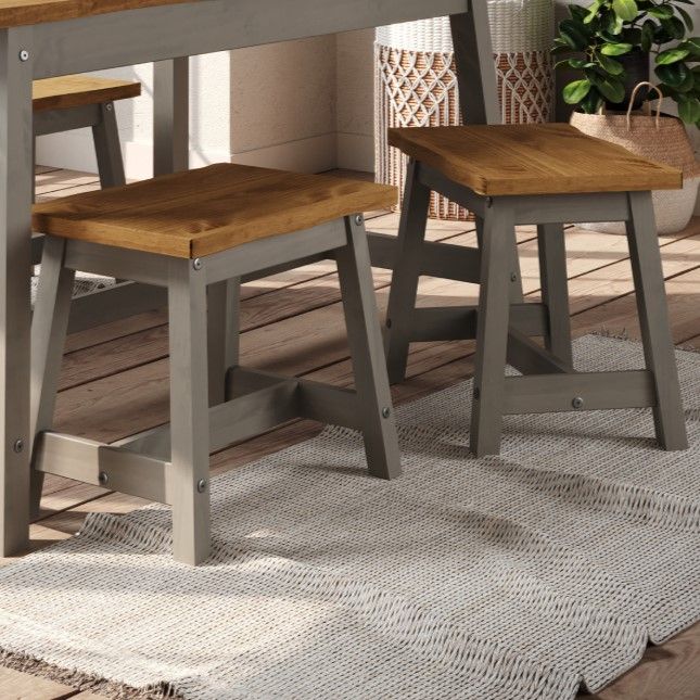 Corona Grey Live Edge Single Dining Bench (Pair)