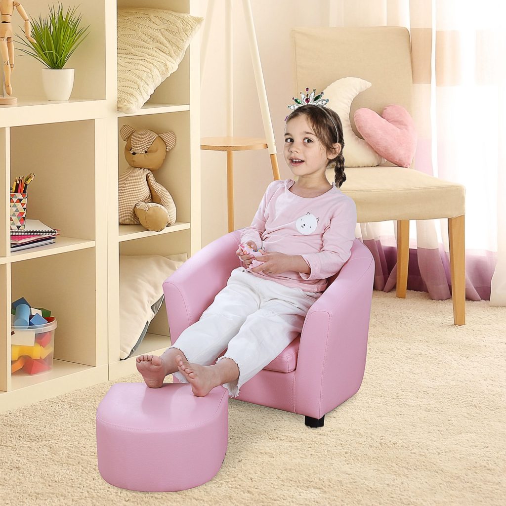 Children Kids Mini Sofa Armchair Made of PVC Very Comfortable with Footstool
