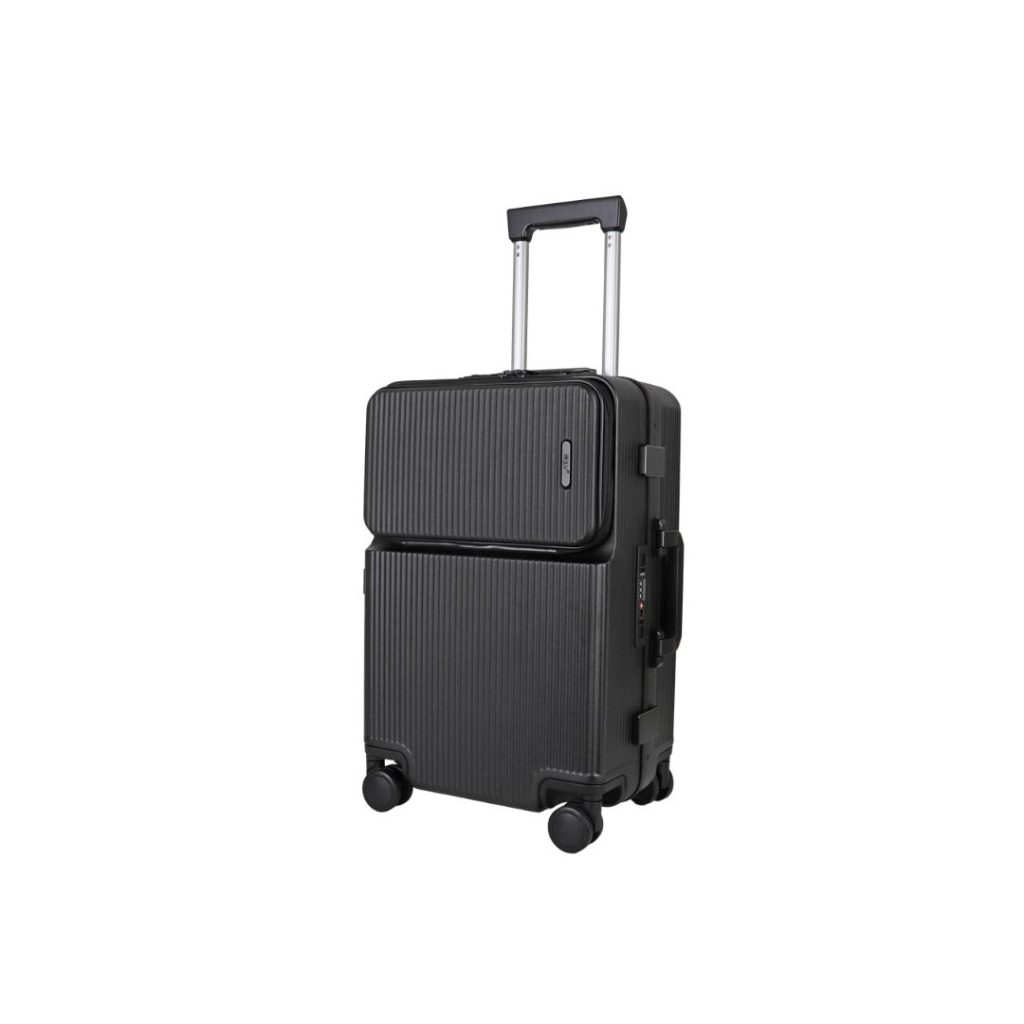 Carry-On Suitcase 20' - Lightweight Zipperless Cabin Luggage with TSA Lock, USB Port, Cup Holder & Silent Spinner Wheels - Premium Polycarbonate Hard