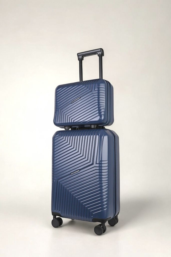 2 Piece Hard Shell Luggage Suitcase Set - Strap On Vanity Case + 20' inch Small Cabin Suitcase