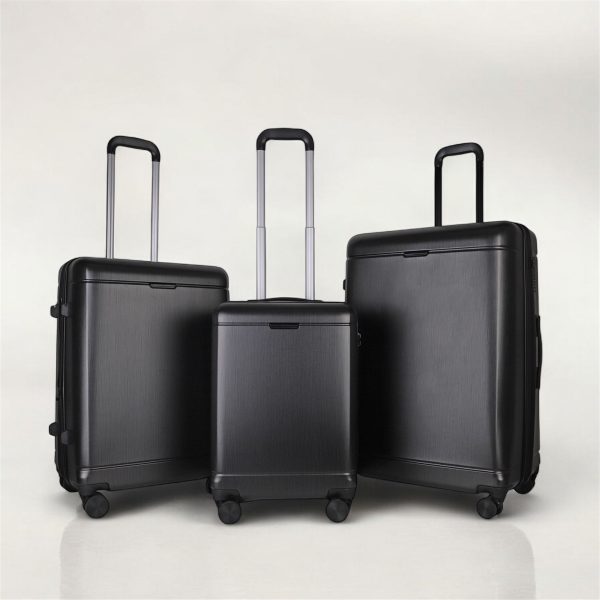 Matte Metallic Black Suitcase Set 100 PC TSA Lock Ultra Quiet Wheels | Bed Sava