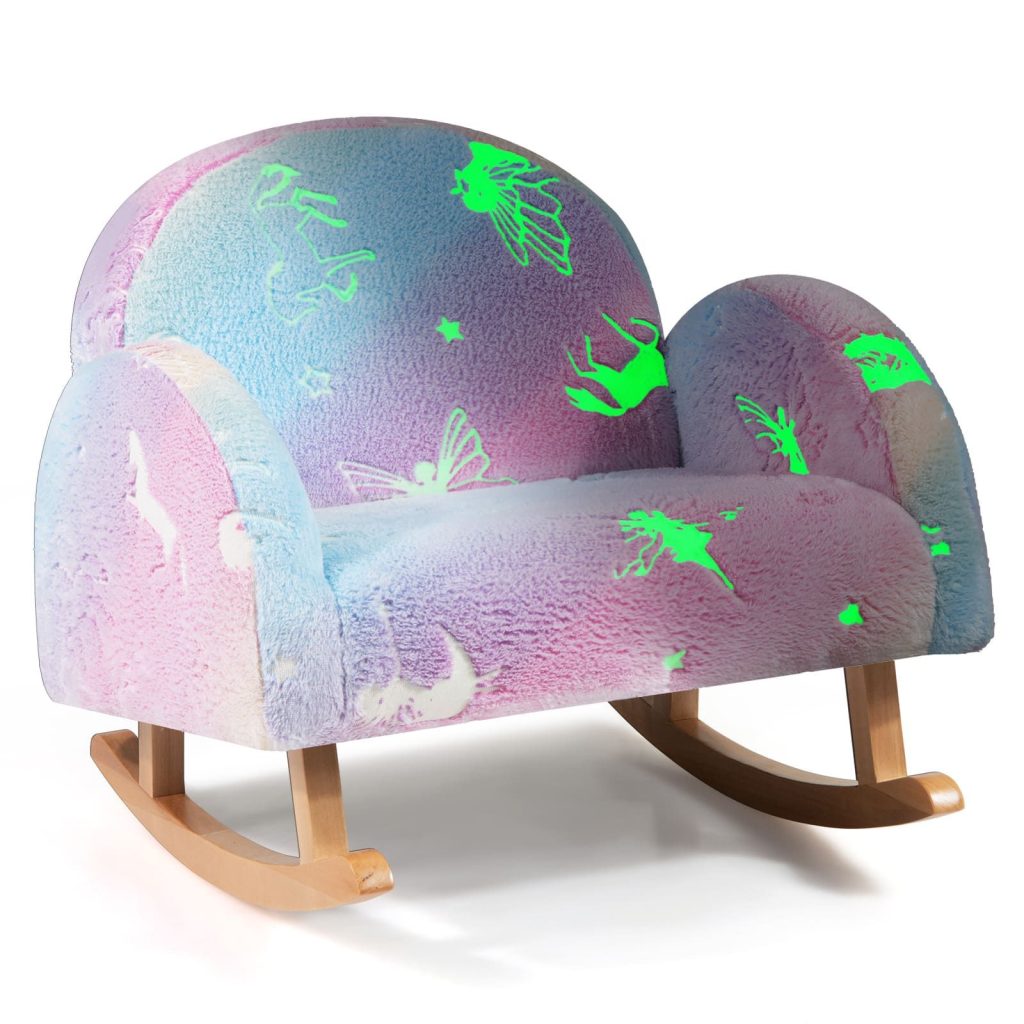 Upholstered  Rocking Chair Comfy Armchair Sofa w/ Luminous Effect