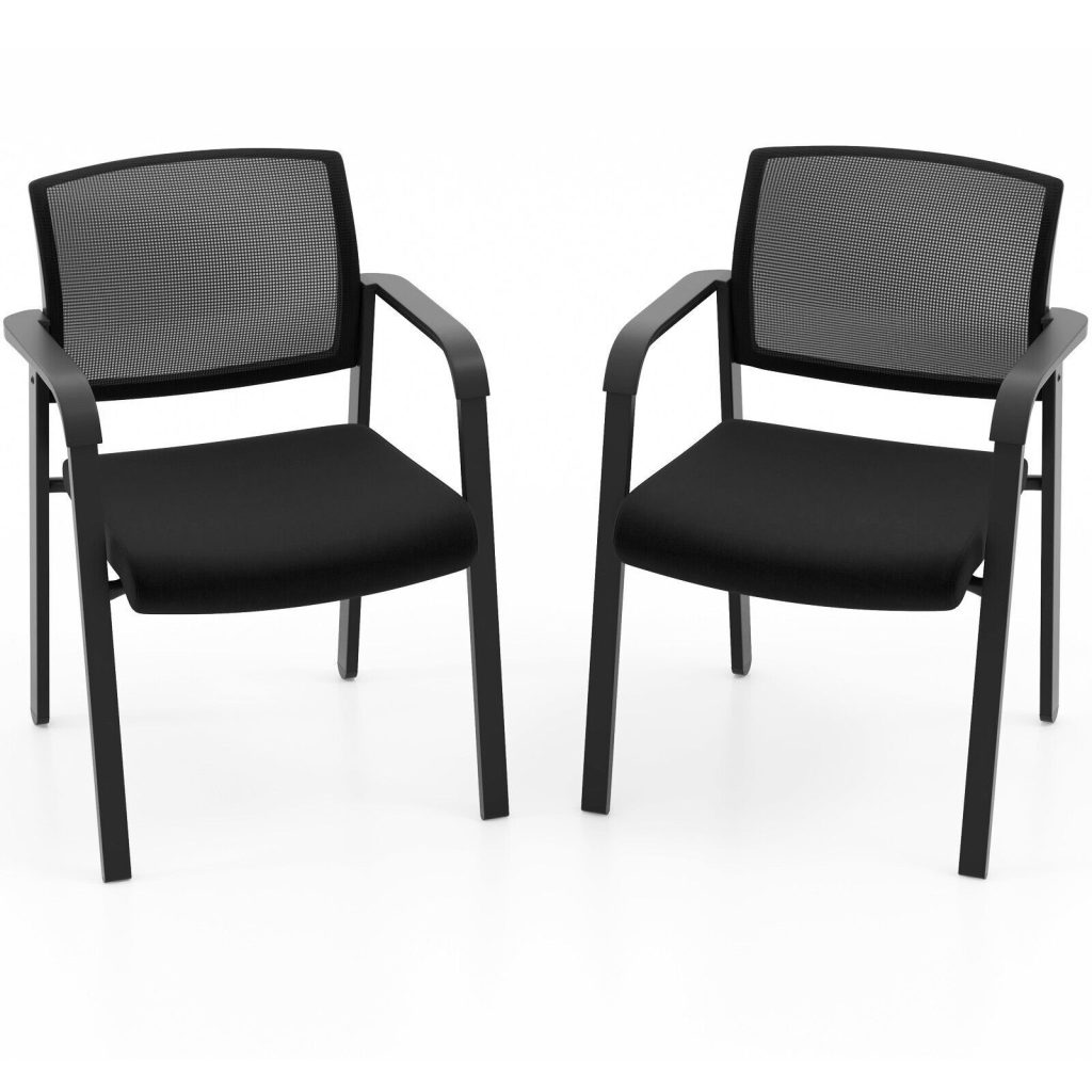 Set of 2 Meeting Waiting Room Office Chairs Stackable Office Guest Mesh Chairs