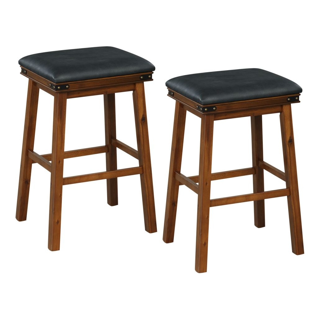 2PCS 76cm Bar Stools PU Leather Padded Upholstered Counter Height Chair Backless