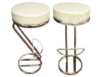 Z Shaped Red Breakfast Bar Stool Chrome Frame