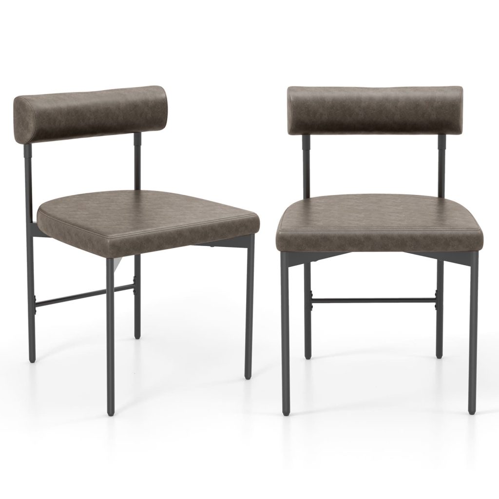 Dining Chair Set of 2 Faux Leather Upholstered Kitchen Side Chair