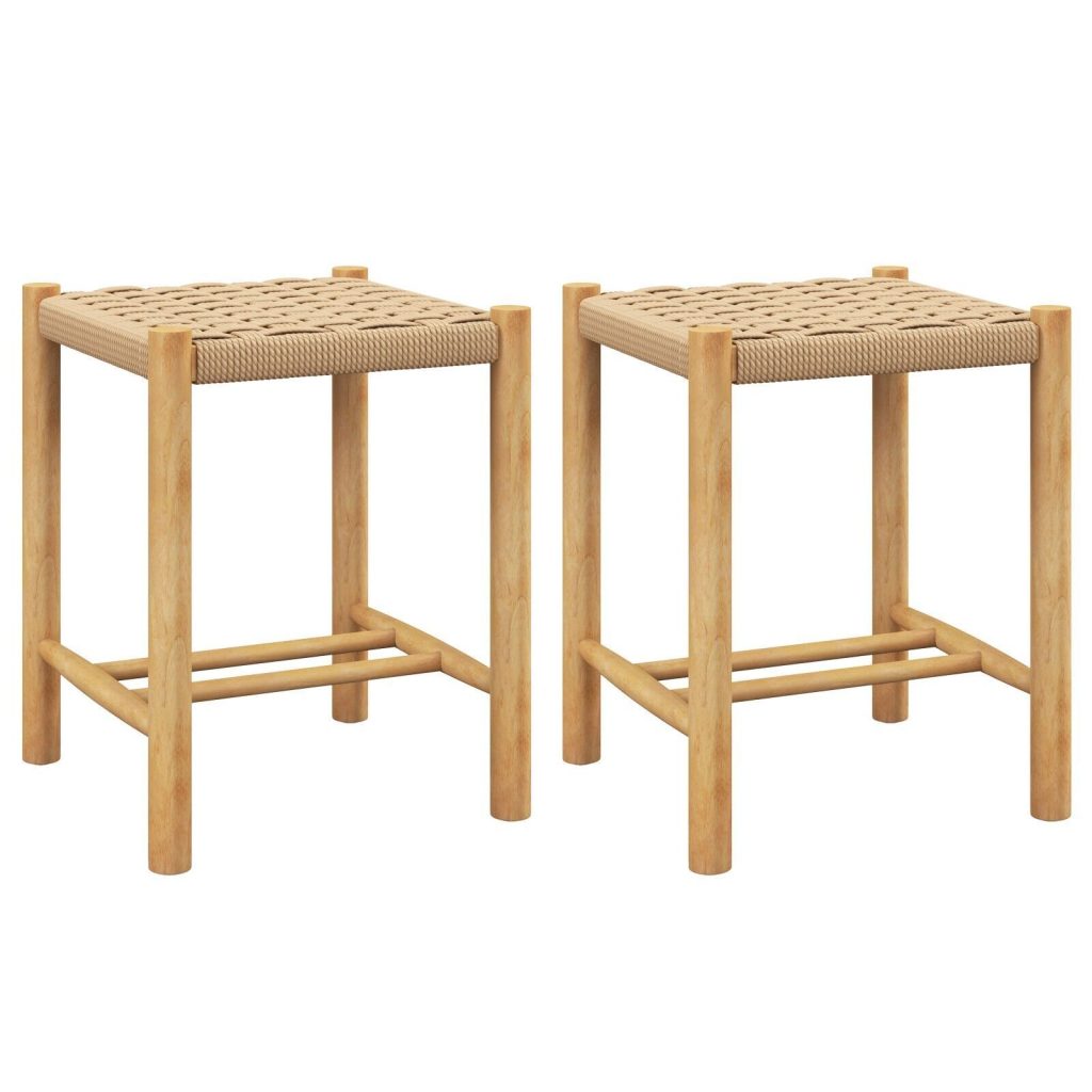 2Pcs 45cm Kitchen Dining Saddle Stool Chair Rubber Wood Rustic Backless Stool
