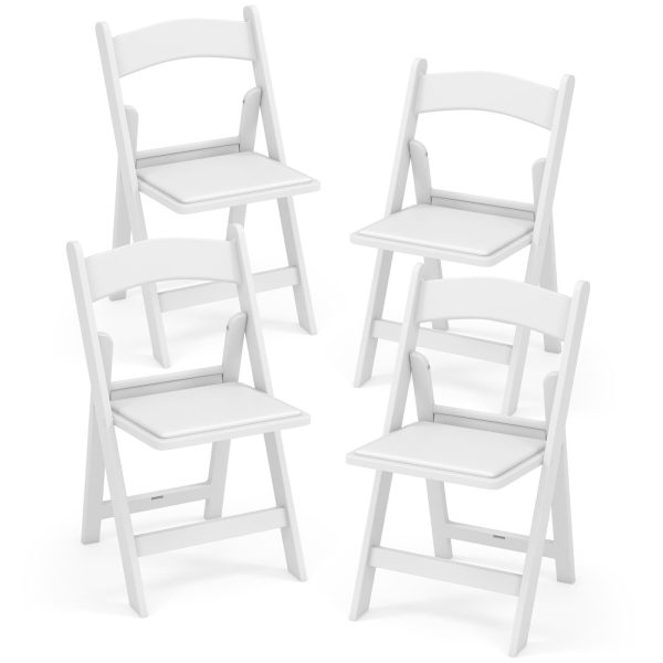4 Pack Folding Chairs Dining Chair Set w Padded Seat  Back | Bed Sava