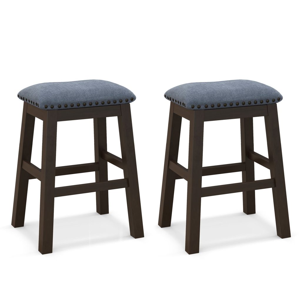 2-Piece Padded Bar Stool Set 62cm Rivet-Tufted Kitchen Island Stools