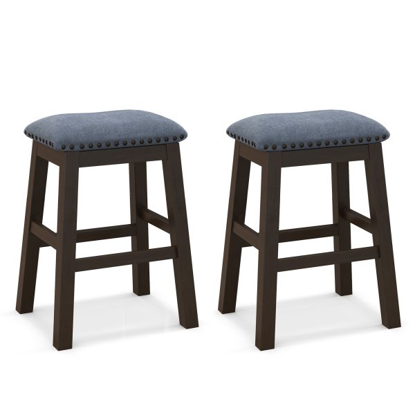 2 Piece Padded Bar Stool Set 62cm Rivet Tufted Kitchen Island Stools | Bed Sava