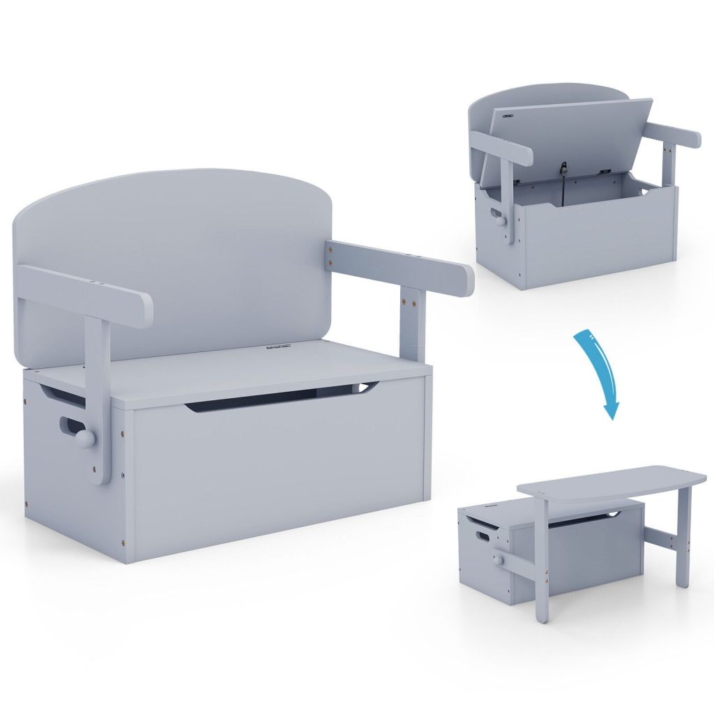 3 in 1 Kids Convertible Bench Wood Activity Chair Set Toy Storage Box | Bed Sava
