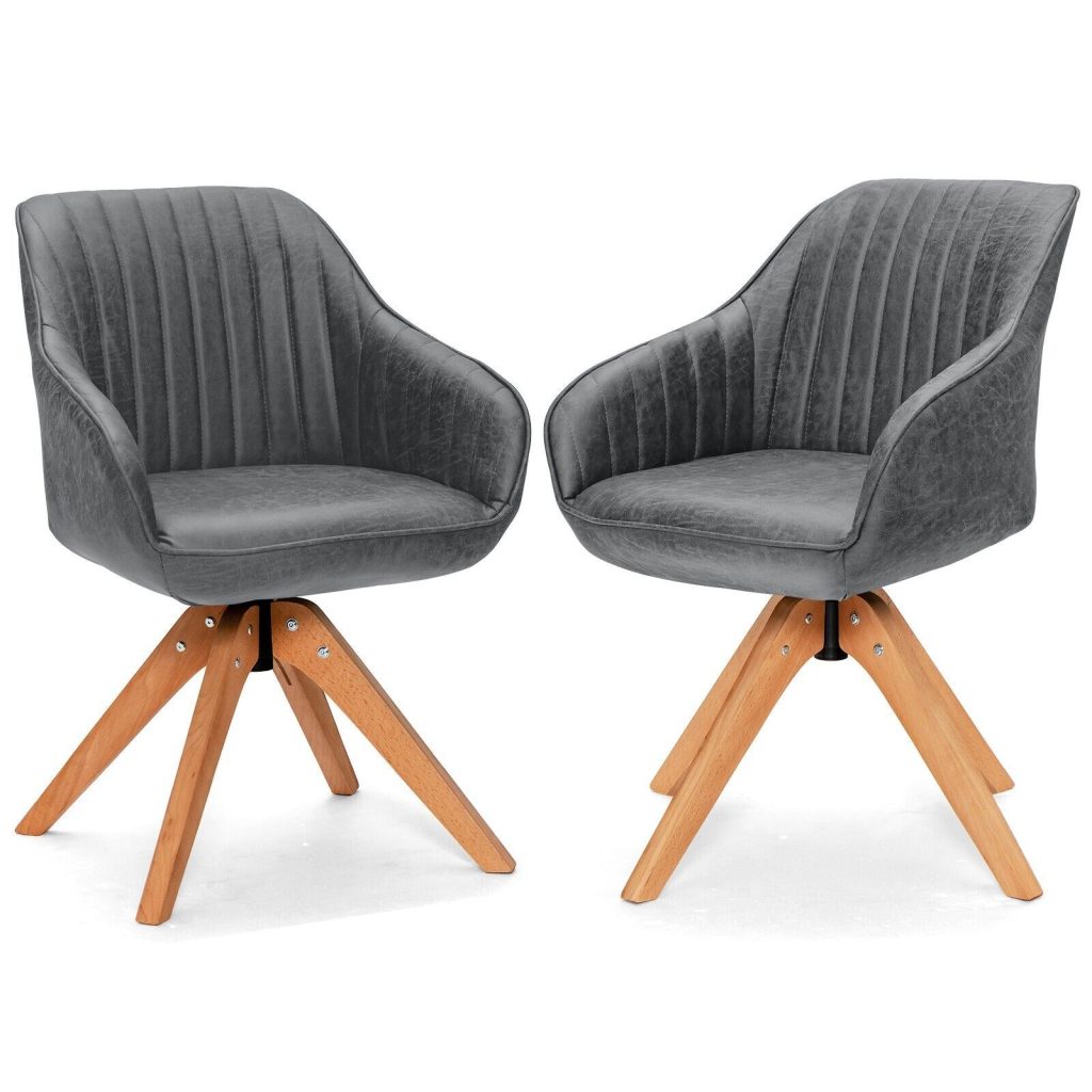 Set of 2 Swivel Accent Chair Ergonomic Armchairs Writing Desk Chairs