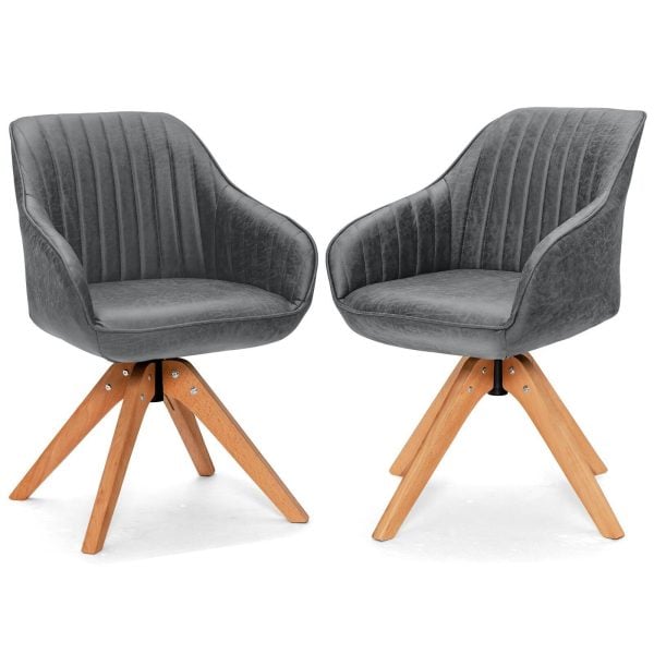 Set of 2 Swivel Accent Chair Ergonomic Armchairs Writing Desk Chairs | Bed Sava